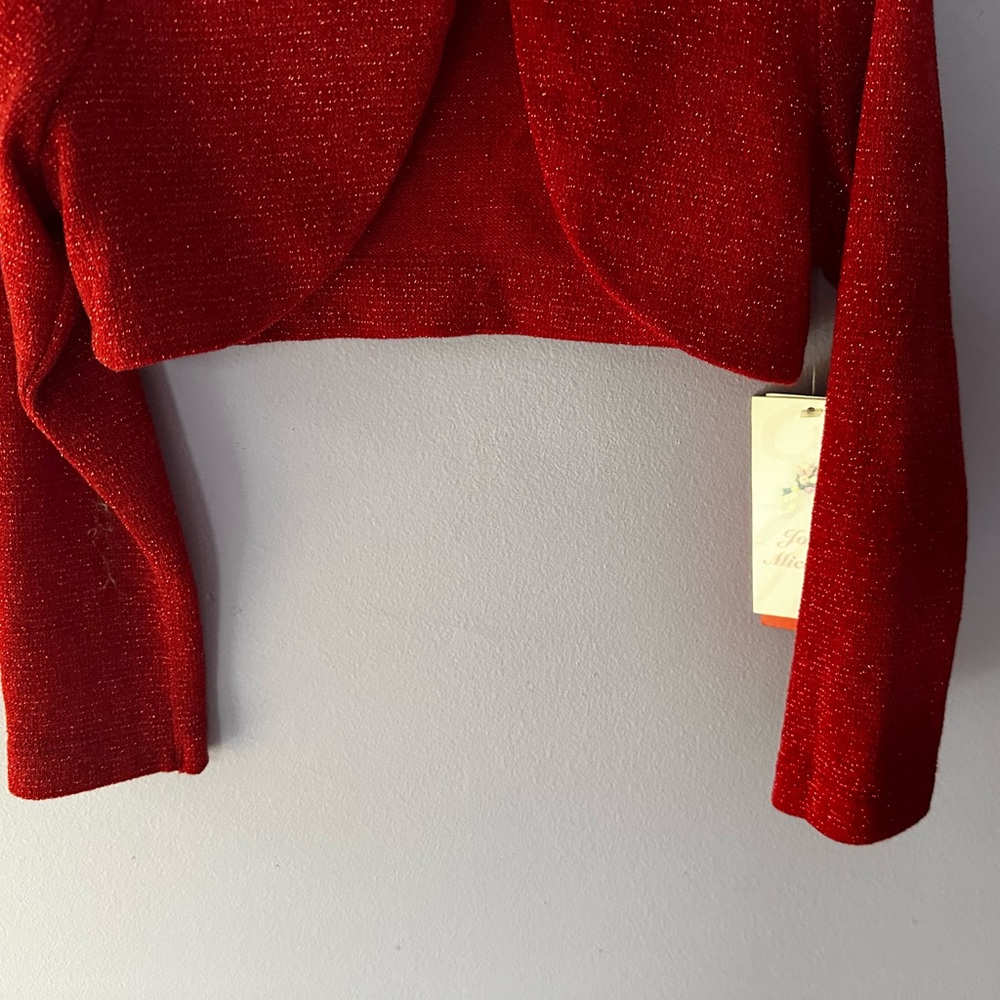 NWT Jona Michelle Red Sparkle Cardigan Size 6 - Picture 3 of 8